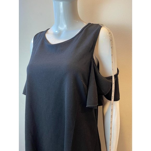 Womens Cold Shoulder Dress Round Neck Back Keyhole Black Size Medium - Picture 7 of 10